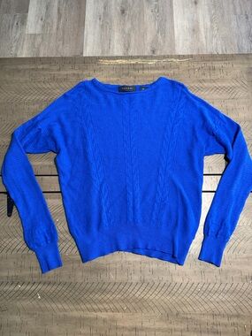 Talbots Cobalt Scoop-Neck Cable Knit Sweater
